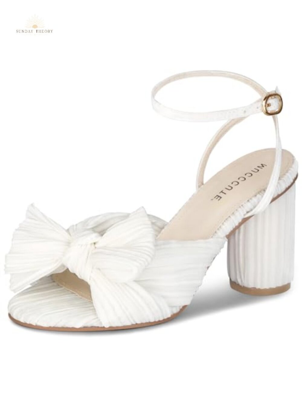 Women's Bow Knot Heeled Sandals Chunky Block Heel Ankle Strap